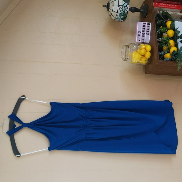 Sexy Royal Blue Jersey Halter Dress sz 14 Laundry by Shelli Segal - Picture 2 of 5